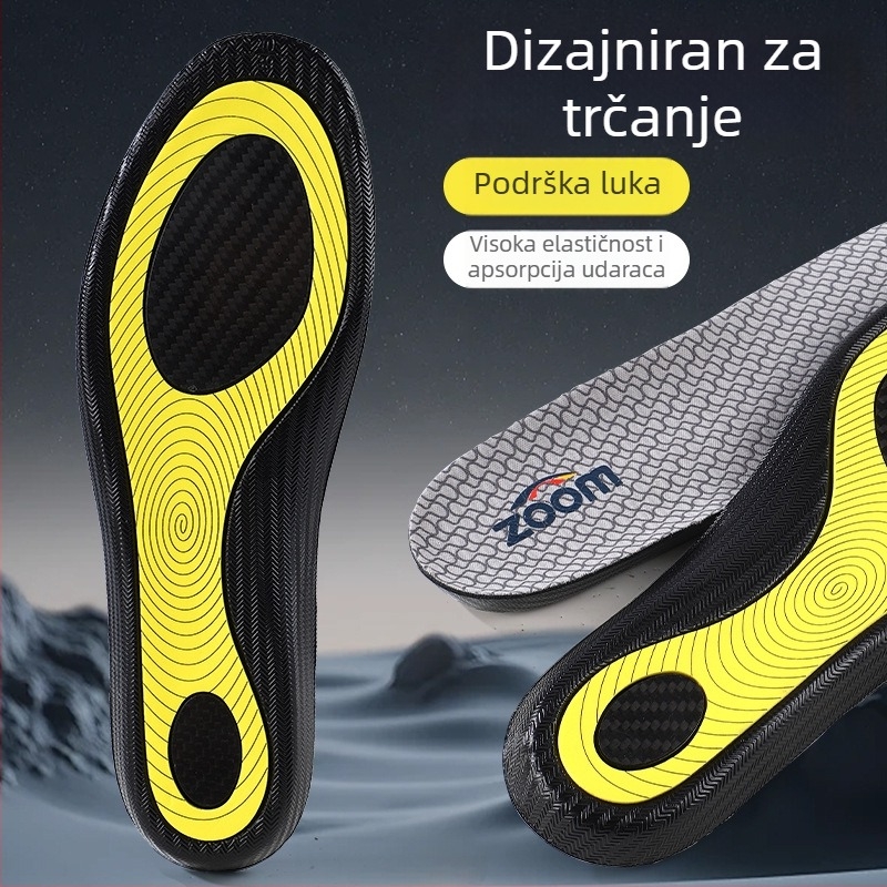 Trkački ulošak s karbonskom pločom i vlaknom za ravna stopala — prozračan, upija znoj, anti miris, apsorpcija udaraca, cijeli ulošak