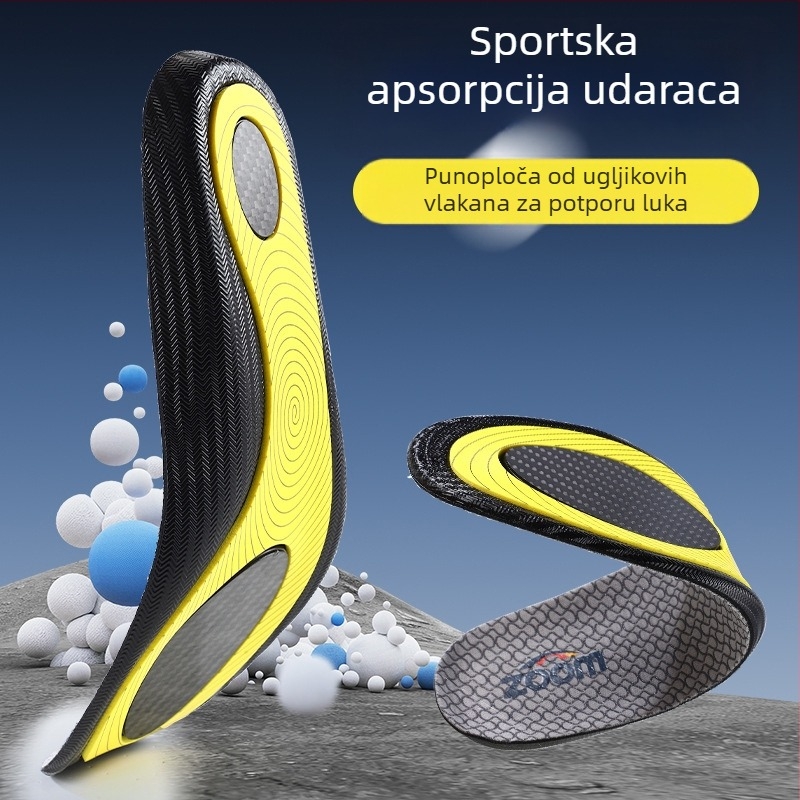 Trkački ulošak s karbonskom pločom i vlaknom za ravna stopala — prozračan, upija znoj, anti miris, apsorpcija udaraca, cijeli ulošak