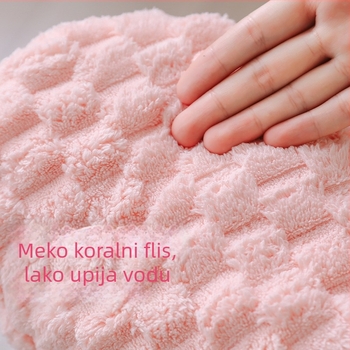 Kapica za sušenje kose od koralnog flisa, 150D, težina iznad 200 g, završna šav i obična tkanina, Tonghua