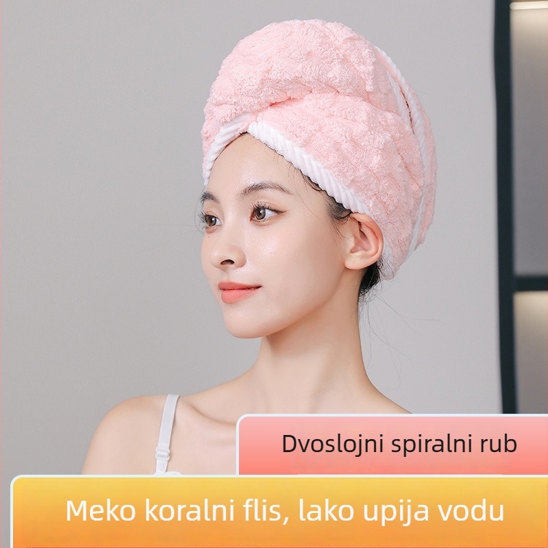 Kapica za sušenje kose od koralnog flisa, 150D, težina iznad 200 g, završna šav i obična tkanina, Tonghua