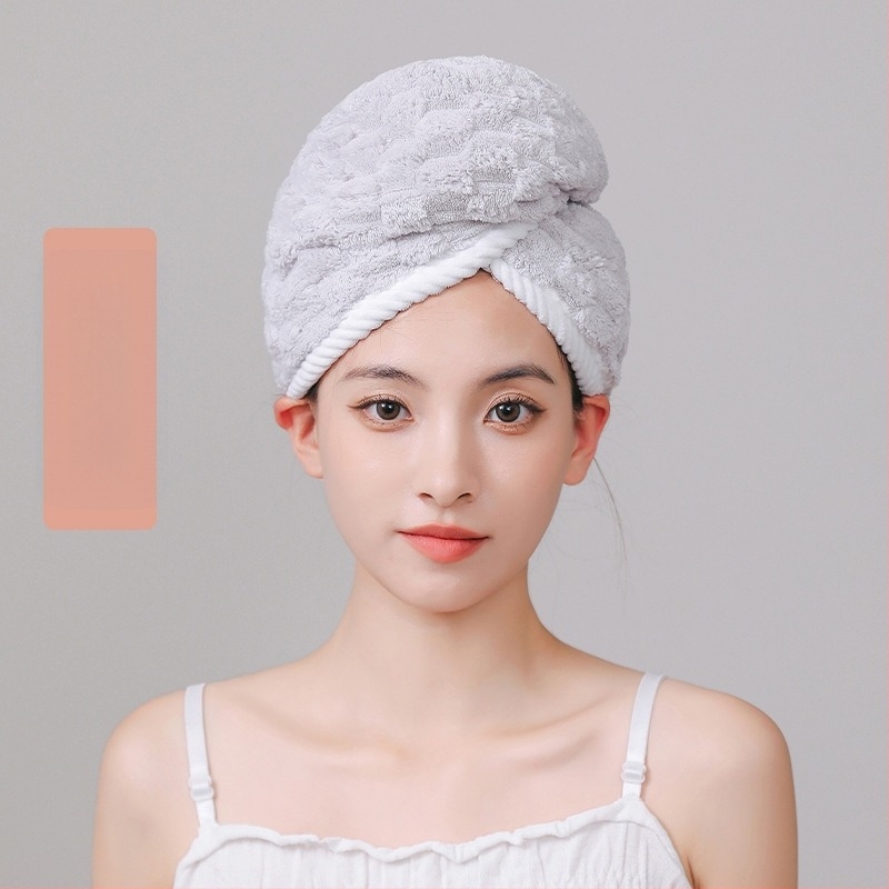 Kapica za sušenje kose od koralnog flisa, 150D, težina iznad 200 g, završna šav i obična tkanina, Tonghua