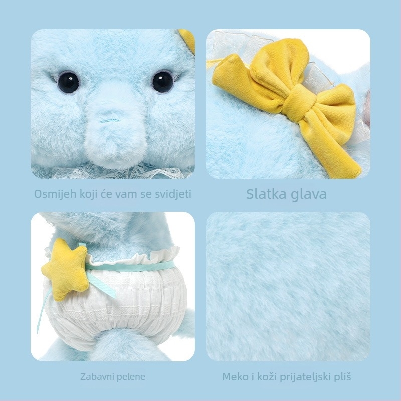 Catch Fun plišani slon - kratki pliš, punjenje PP pamuk, model životinja, prilagodba logotipa privatna marka