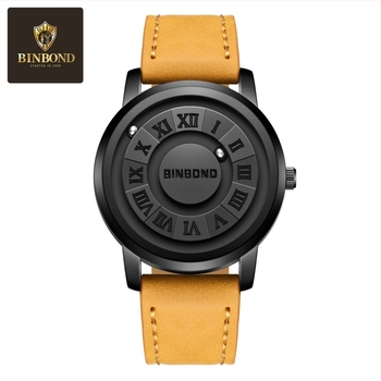 Binbond muški sat s magnetskom levitacijom — HXB234, vodootporan 30M, kružni brojčanik, premazano staklo, nehrđajući čelični remen