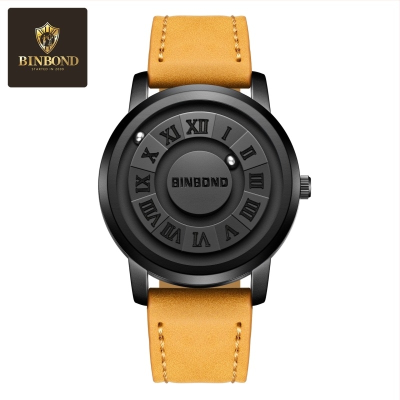Binbond muški sat s magnetskom levitacijom — HXB234, vodootporan 30M, kružni brojčanik, premazano staklo, nehrđajući čelični remen