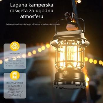 Solarna LED kamp lampica, vodootporna vanjska rasvjeta za vrt i balkon, 5V 5W, 1200mAh, 60 LED