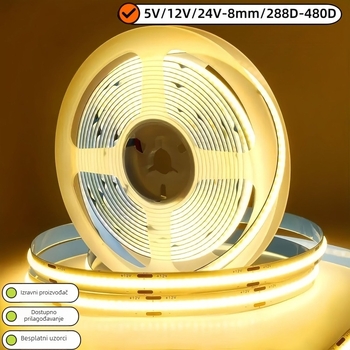 COB LED traka za unutarnje osvjetljenje (monokromatska) - 24V ulaz, 320 LED, 11W, kut snopa 120°, CRI 80