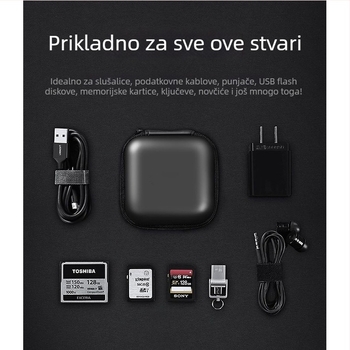 Kutija za pohranu slušalica – EVA kvadratna kutija za slušalice, USB flash drive i memorijske kartice