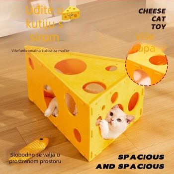 Filc kućica za mačke sa škrabom pločom i tunelom – deformirajuća interaktivna kućica za kućne ljubimce, model NLMW