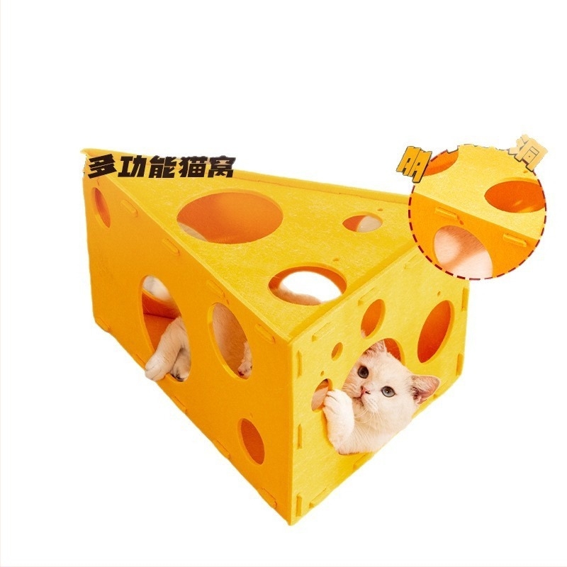 Filc kućica za mačke sa škrabom pločom i tunelom – deformirajuća interaktivna kućica za kućne ljubimce, model NLMW