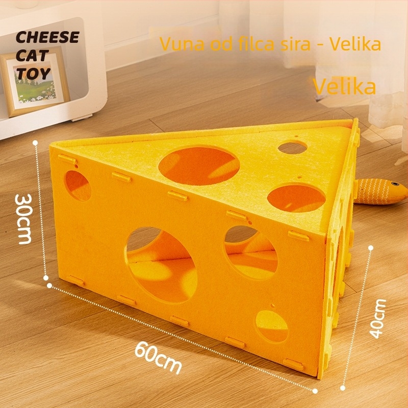 Filc kućica za mačke sa škrabom pločom i tunelom – deformirajuća interaktivna kućica za kućne ljubimce, model NLMW