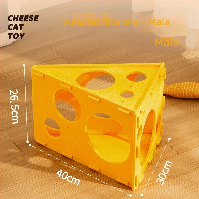 Filc kućica za mačke sa škrabom pločom i tunelom – deformirajuća interaktivna kućica za kućne ljubimce, model NLMW