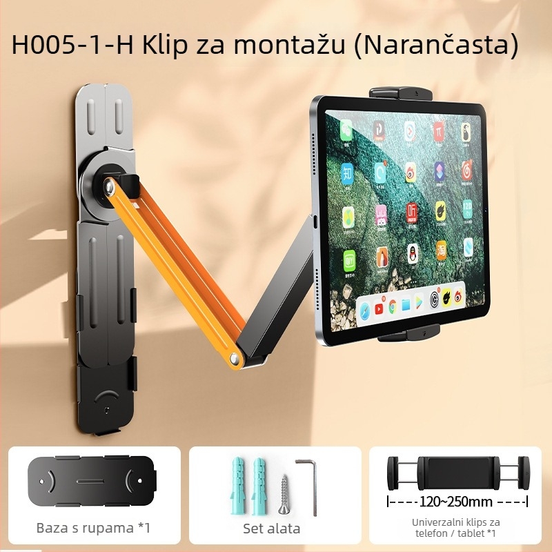 Zidni držač za telefon s 360° rotacijom, bez bušenja, materijal: karbonska čelika + ABS, univerzalni stil