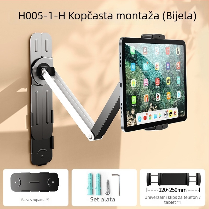 Zidni držač za telefon s 360° rotacijom, bez bušenja, materijal: karbonska čelika + ABS, univerzalni stil