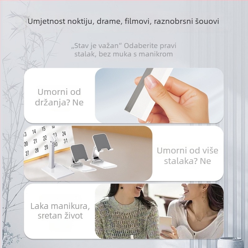 360° okretni stalak za nokte — višenamjenski držač za telefon i UV/Lampa za nokte, prijenosno ABS, 53.9 g