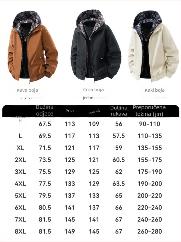 Muška jakna s kapuljom, zatvarač sprijeda, opušten kroj (rever ovratnik; bočni džepovi)