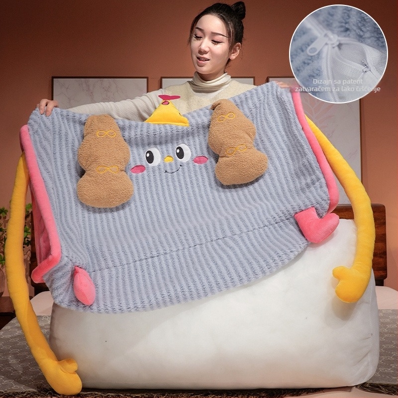 Jastuk s trokutastim naslonom, pliš materijal, karikaturni uzorak, izvezen i šivan, PP pamuk punilo