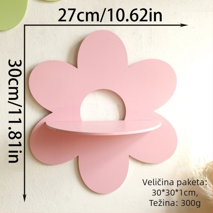 Drveni zidni spremnik u obliku cvijeta s kristalnim detaljima – viseća dekoracija