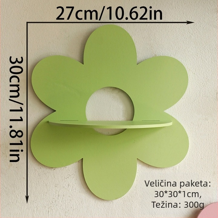 Drveni zidni spremnik u obliku cvijeta s kristalnim detaljima – viseća dekoracija