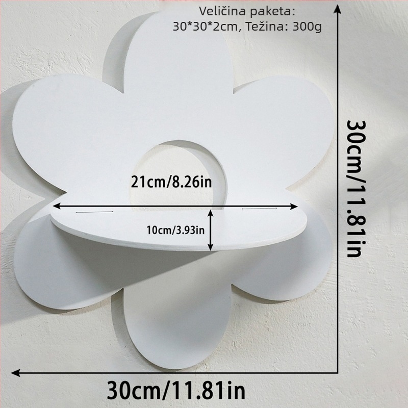 Drveni zidni spremnik u obliku cvijeta s kristalnim detaljima – viseća dekoracija