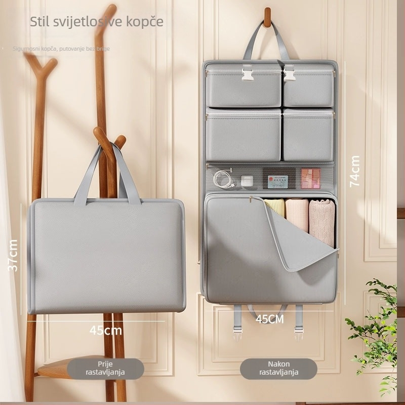 Sedam u jednoj putni organizator torba s pretincima za donje rublje, ručni stil, twill materijal, višestruka namjena za putovanja i poslovna putovanja