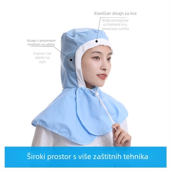 Pamukasta dišna higijenska kapa za radnike u prehrambenoj industriji, prozračna, s plosatim vrhom i ušivenim logom