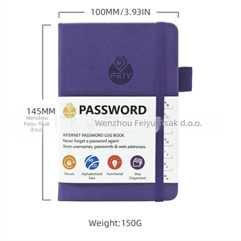 Bilježnica Feiyu s kućištem od umjetne kože, zaključavajuće žičano vezivanje, 68 stranica, offset papir 100 g/m², kreativan stil