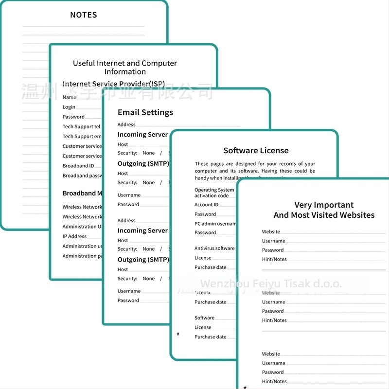 Bilježnica Feiyu s kućištem od umjetne kože, zaključavajuće žičano vezivanje, 68 stranica, offset papir 100 g/m², kreativan stil