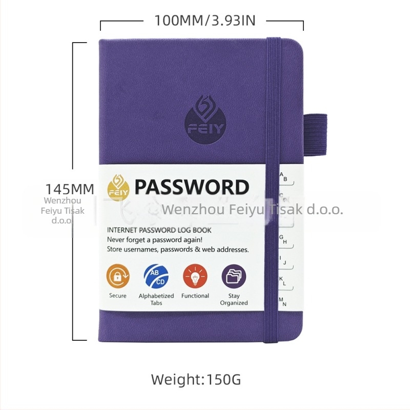 Bilježnica Feiyu s kućištem od umjetne kože, zaključavajuće žičano vezivanje, 68 stranica, offset papir 100 g/m², kreativan stil