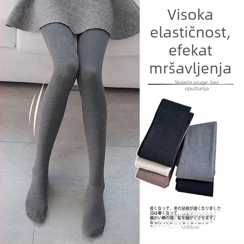 Ženske najlon čarape s flecom za zimu, dugačke, visokim strukom, podizanje stražnjice