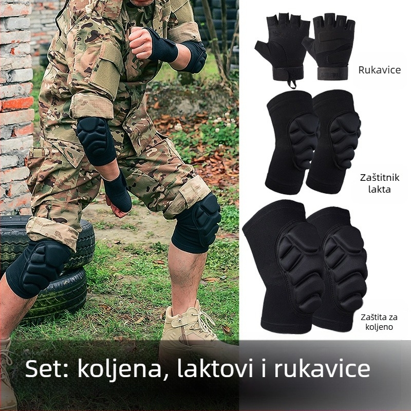Set štitnika za koljeno i lakat za trening – debeli, protuklizni, protivudarni, poliesterska vlakna, za muškarce i žene