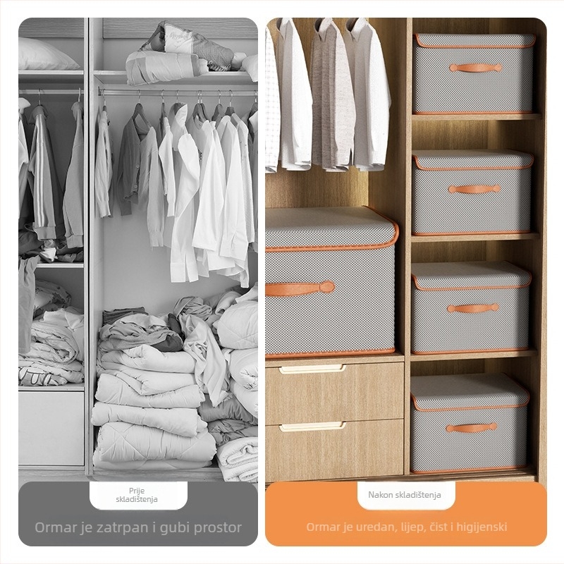 Kutija za odlaganje odjeće s pokrovom protiv prašine, sklopiva, 85L