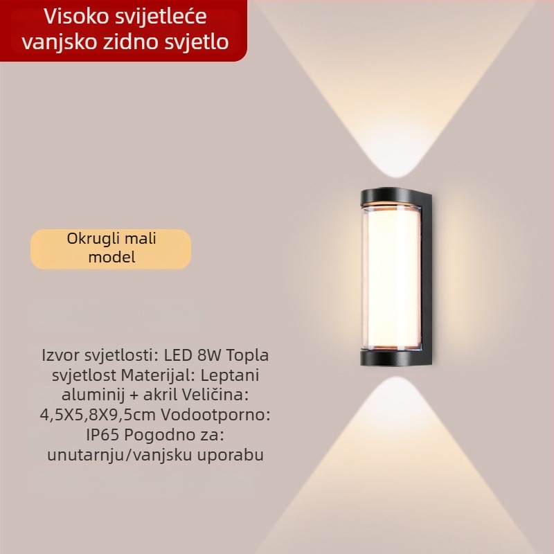 LED vanjska zidna svjetiljka s aluminijskim kućištem, IP65, 900 lm, 12/16/24 W, 3000/4000/6000 K