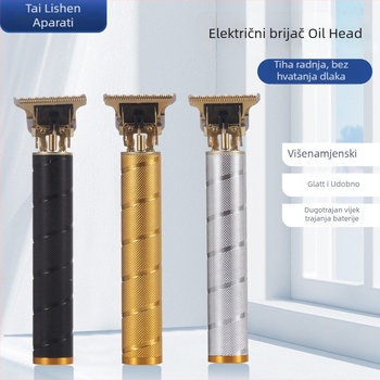 Električni stroj za šišanje kose za golu glavu, punjiv, odvojiva oštrica za pranje vodom, četkasti motor, oštrica od nehrđajućeg čelika, trajanje baterije 3-6 sati