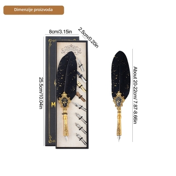 SP394 Set dip pera, europski stil, metalno kućište, nehrđajući čelik nib, sustav potapanja u vodu, kutija za poklon
