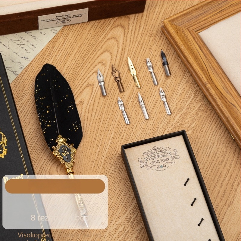 SP394 Set dip pera, europski stil, metalno kućište, nehrđajući čelik nib, sustav potapanja u vodu, kutija za poklon