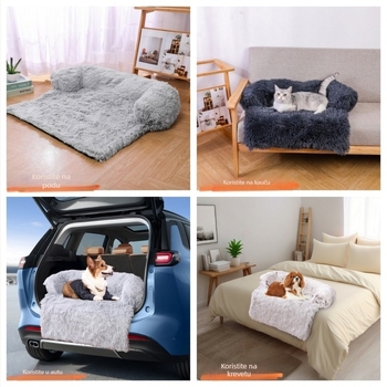 Pravokutni plišani kauč za kućne ljubimce, za mačke i pse, s uklonjivom i pranjem navlake; materijal: tkanina; protuklizna podloga.