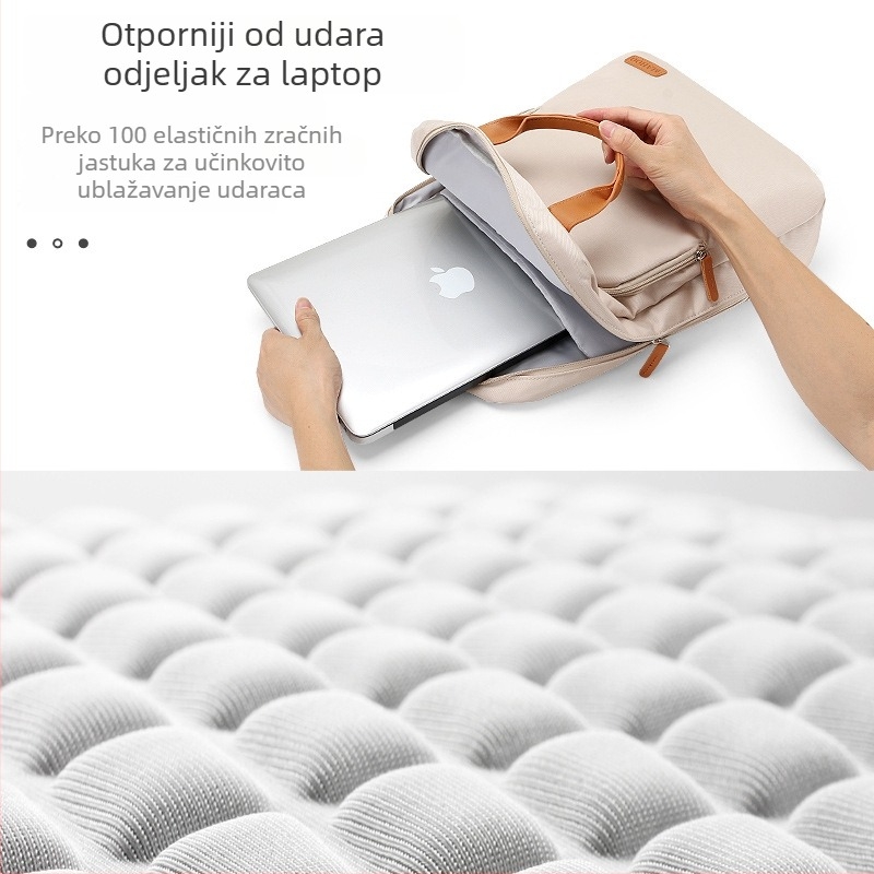 Torba za prijenosno računalo s ramenskim remenom, prozračna najlonska tkanina, podstava od poliestera, zaštita zračnim jastučićem, kompatibilna s Lenovo, Apple, Dell
