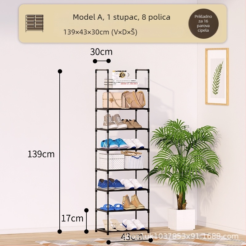 Kovani čelični stalak za cipele, u jednom redu, za hodnik, otporan na prašinu, model XJ-01, moderan stil, funkcija skladištenja