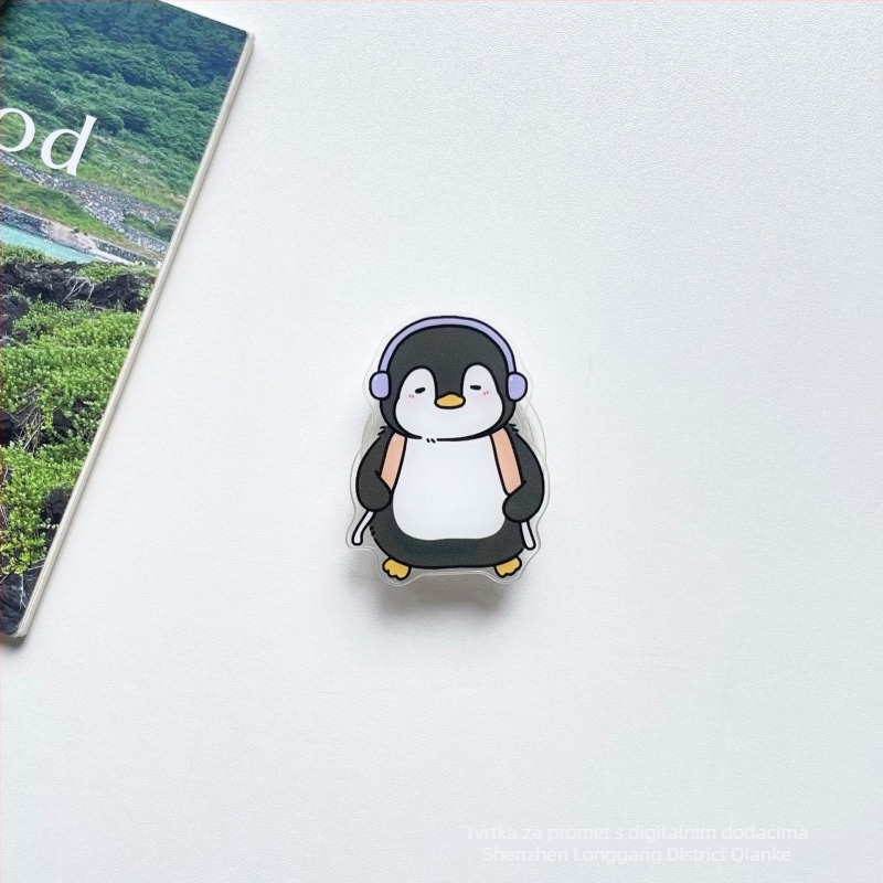 Prozirna akrilna stolna podrška u karikaturi stilu s motivom pingvina – prilagodljiva