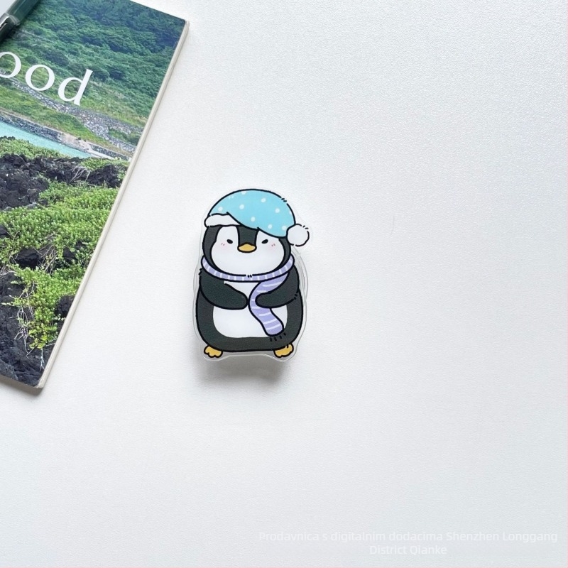 Prozirna akrilna stolna podrška u karikaturi stilu s motivom pingvina – prilagodljiva