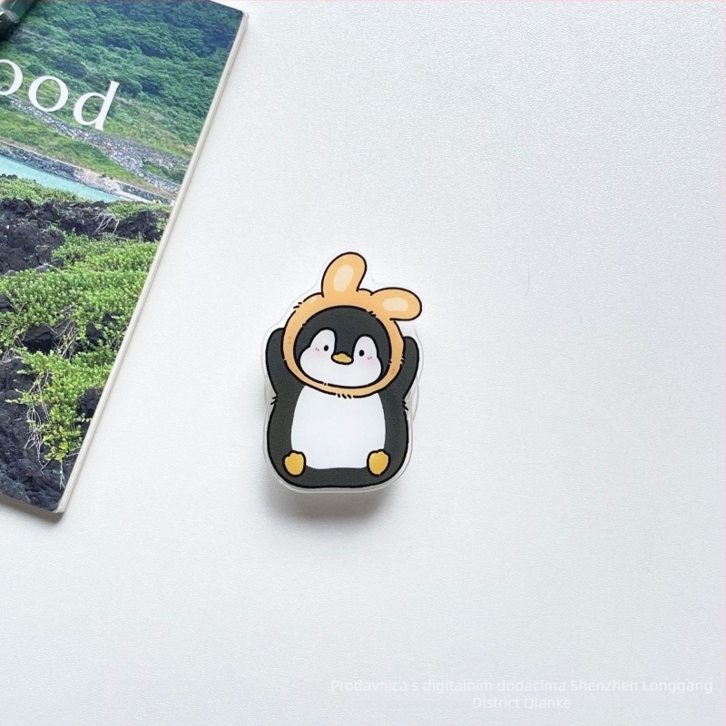 Prozirna akrilna stolna podrška u karikaturi stilu s motivom pingvina – prilagodljiva