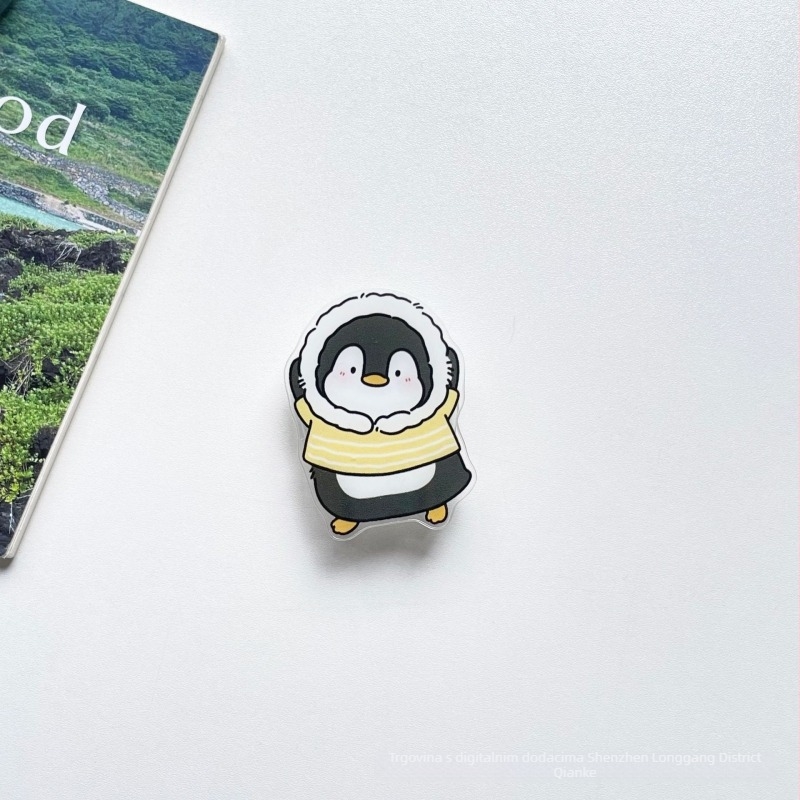 Prozirna akrilna stolna podrška u karikaturi stilu s motivom pingvina – prilagodljiva