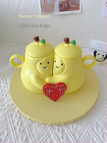 Keramički par šalice u japanskom stilu, motiv Pear Hug, broj proizvoda ltao1004069380