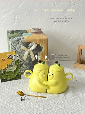 Keramički par šalice u japanskom stilu, motiv Pear Hug, broj proizvoda ltao1004069380