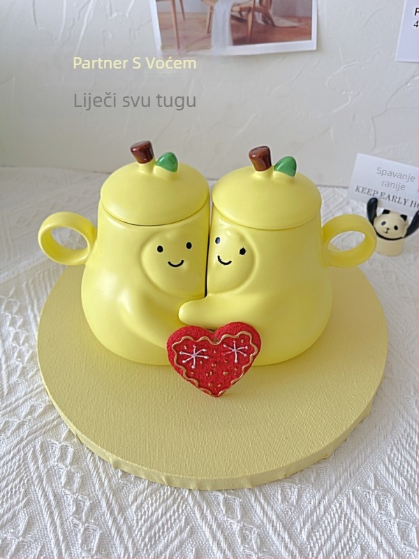 Keramički par šalice u japanskom stilu, motiv Pear Hug, broj proizvoda ltao1004069380