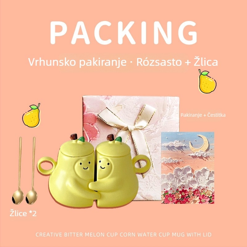Keramički par šalice u japanskom stilu, motiv Pear Hug, broj proizvoda ltao1004069380