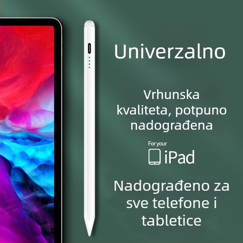 Univerzalni kapacitivni stylus olovka s finim vrhom; Kompatibilan s iPad, Huawei, Xiaomi; Silikonsko kućište; Elektronički model