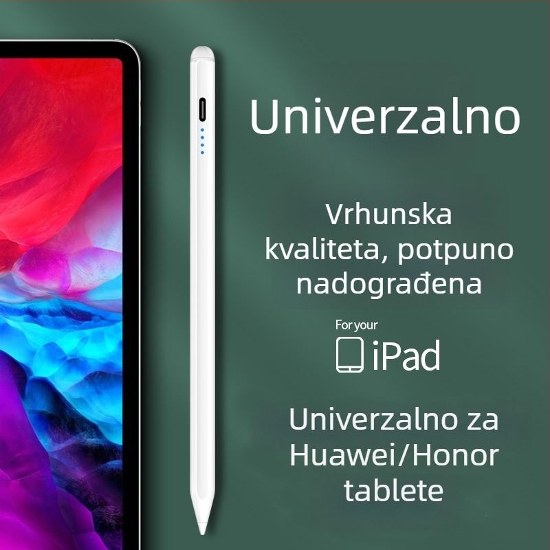 Univerzalni kapacitivni stylus olovka s finim vrhom; Kompatibilan s iPad, Huawei, Xiaomi; Silikonsko kućište; Elektronički model