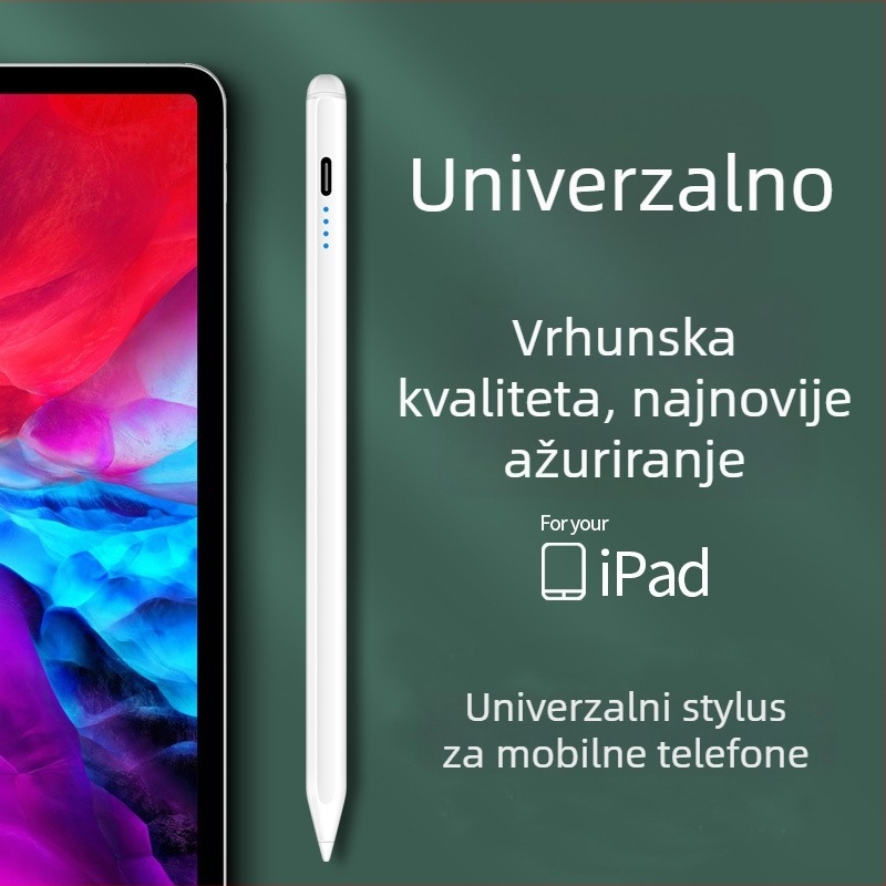 Univerzalni kapacitivni stylus olovka s finim vrhom; Kompatibilan s iPad, Huawei, Xiaomi; Silikonsko kućište; Elektronički model