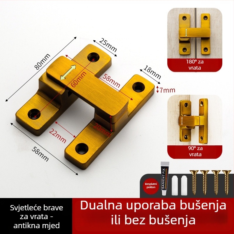 Butterfly latch, cinkova legura, univerzalno lijevo-desno, svjetleći zatvarač, model MK-A, Solot